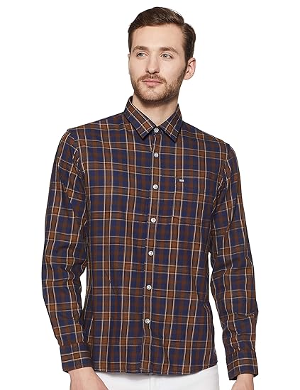 arrow sports men's checkered slim fit casual shirt