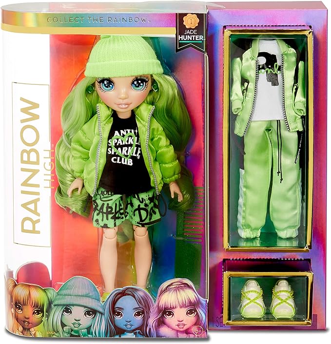 Rainbow High Fashion Doll Jade Hunter Grune Puppe Mit Luxus Outfits Accessoires Und Puppenstander Rainbow High Series 1 Perfektes Geschenk Fur Madchen Ab 6 Jahren Amazon De Spielzeug