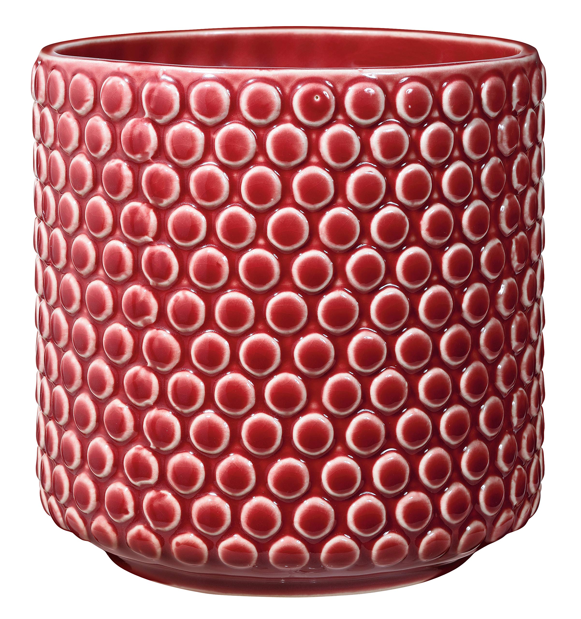 Bloomingville Ceramic Flower Pot Dot - colorful Planter, Pot for plants, sukkulents Size M (15,5 cm ø) Dia 6'' H 6'', Stoneware, red