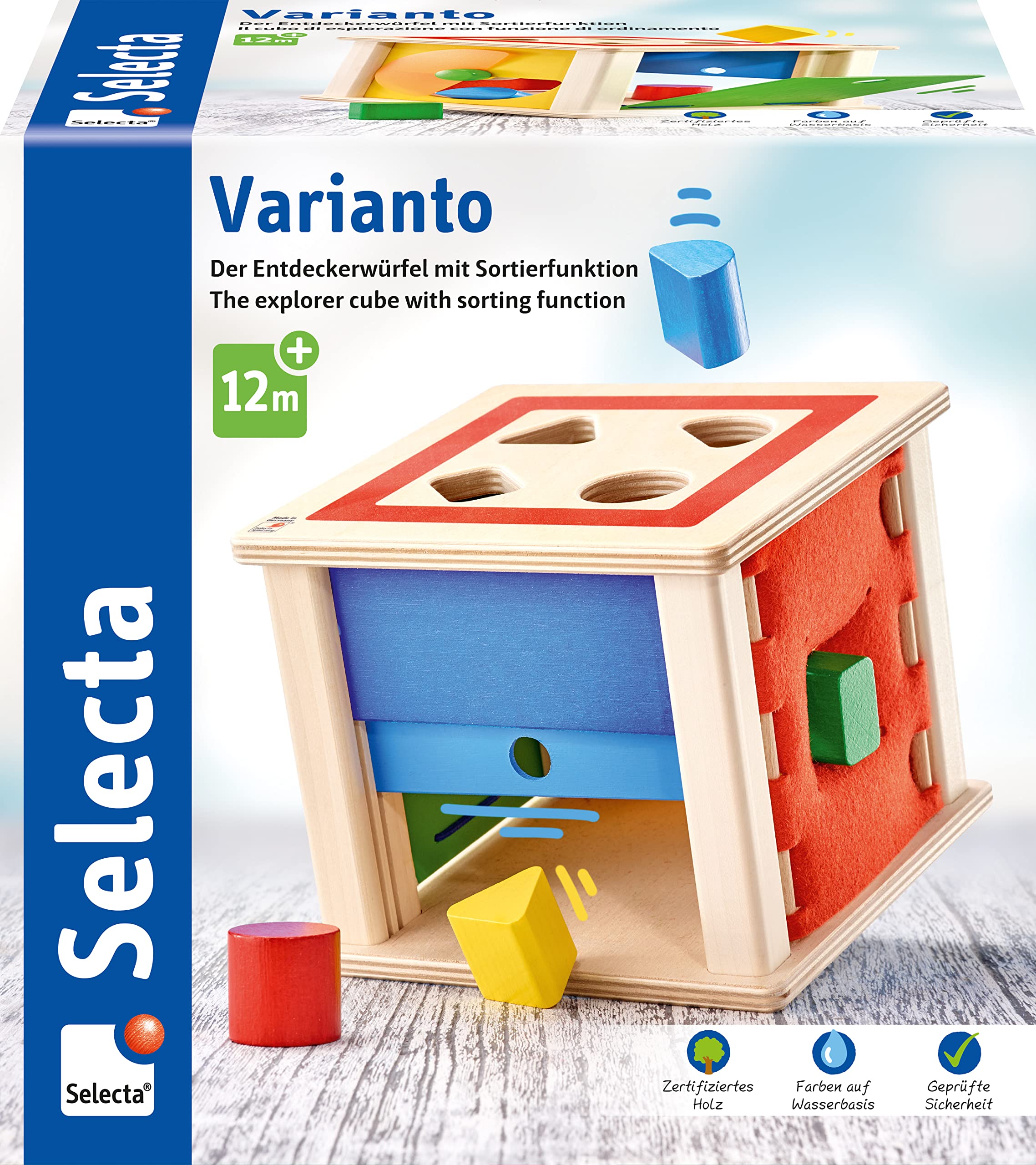 Selecta 62019 Varianto Wooden Sorting and Plug-In Game 15 cm Multi-Coloured
