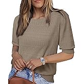 Messic Womens Short Sleeve Sweaters 2025 Summer Casual Crewneck Pullover Tops