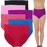 ToBeInStyle Womens 6 Pack Plus Size Seamless Flower High Waist Briefs