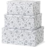 Soul &amp; Lane - Modern Meadow Decorative Storage Boxes with Lids, Set of 3 | Large Nesting Cardboard Keepsake Boxes for Memories, Photos and Gifts, Pretty Modern Floral Containers for Home Decor