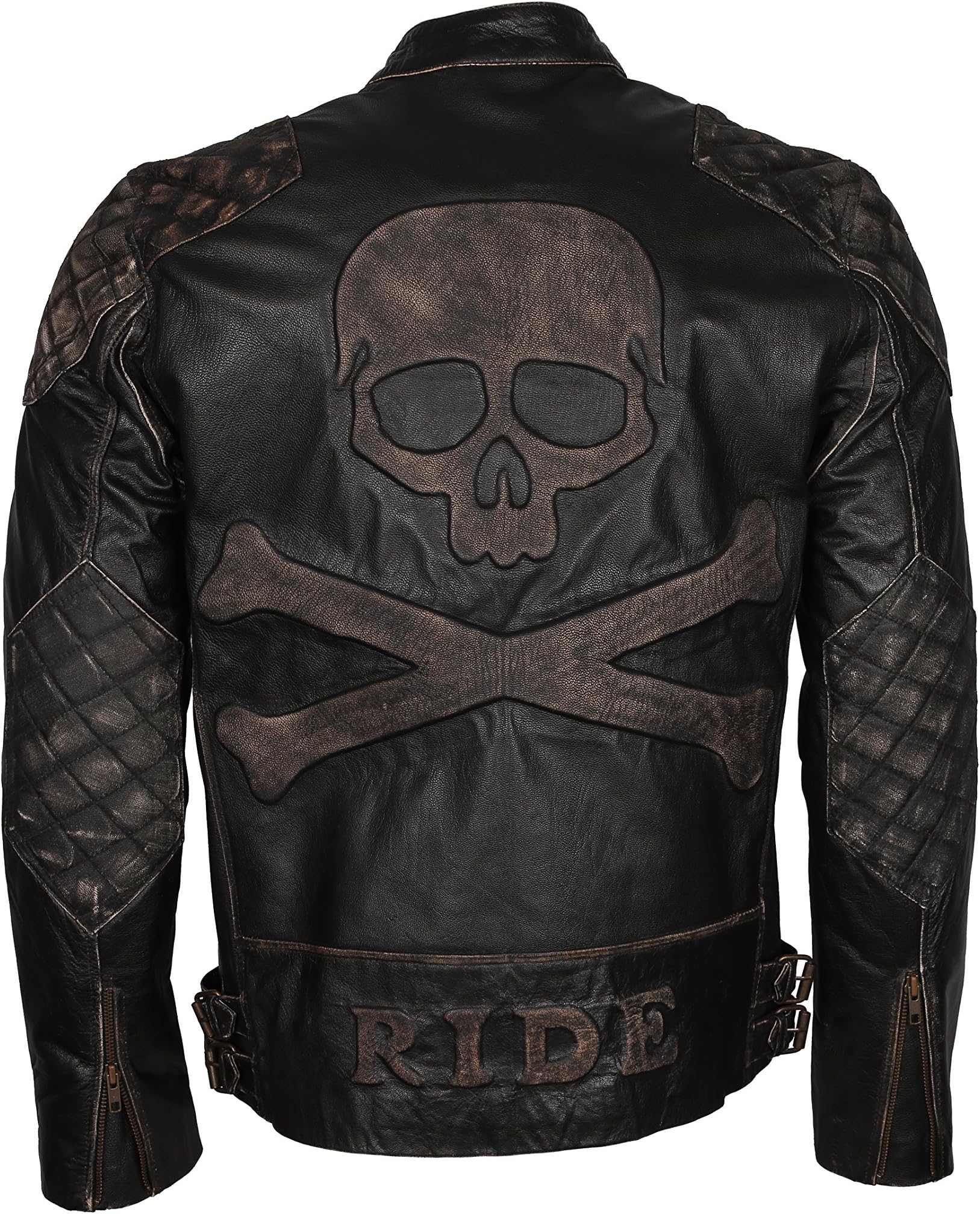 Mens Skull Leather Jacket for Men (Cowhide Leather)