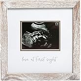 Pearhead Love at First Sight Sonogram Picture Frame, Gender Neutral Ultrasound Keepsake, Ideal Pregnancy Gift, Baby Shower and Nursery Decor, 4” x 3” Photo Insert, Rustic