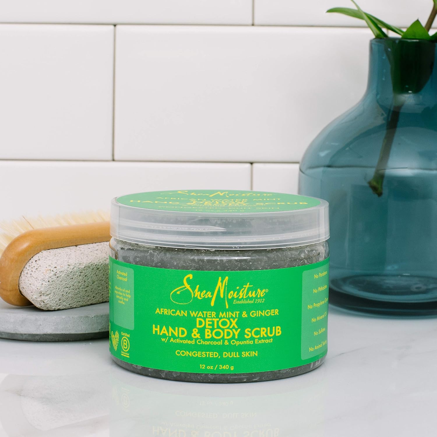 Shea Moisture African Wild Water Mint Detox & Stimulate Hand & Body Scrub : Beauty