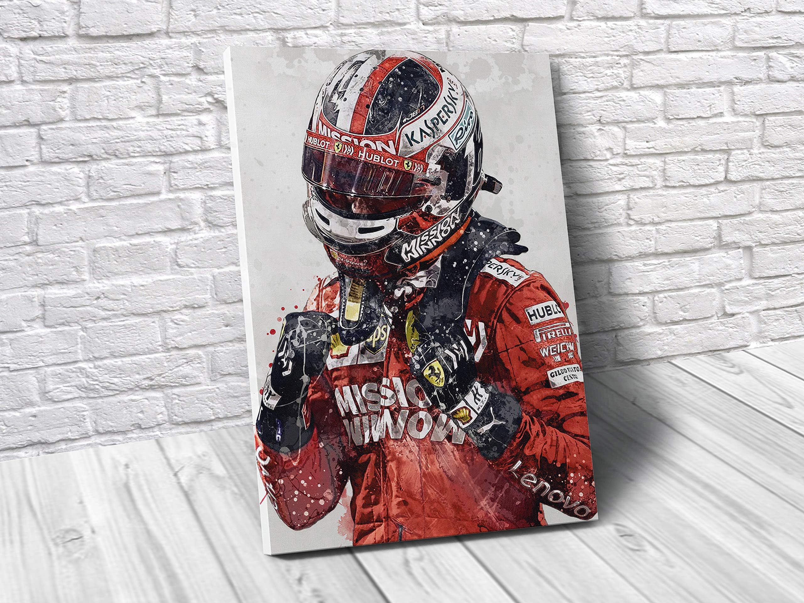 TopShelfPrints Charles Leclerc Ferrari Poster/Canvas Print - F1 Racing Artwork - Kids Wall Decor - Man Cave - Sports Decor