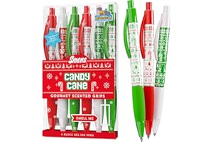 SCENTCO Holiday Smens - Candy Cane Scented Black Gel Ink Pens 6 Count, Stocking Stuffer Gifts for Kids School Supplies Party Favors Classroom Reward