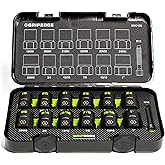 GripEdge | 13-PC 1/2" Drive Metric &amp; SAE Master Socket Extractor Set| Includes sizes - 19-25mm &amp; 3/4-1" | Includes Premium Plastic Case With Foam Insert |