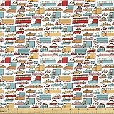 Ambesonne Cars Fabric by The Yard, Drawing of Many
