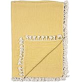 Crane Baby Muslin Swaddle Blanket, Soft Cotton Lightweight Nursery and Stroller Blanket for Baby Boys & Girls, Ochre Yellow, 30" x 40"