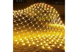 Dazzle Bright Christmas 360 LED Net Lights, 12FT x 5 FT Connectable Waterproof String Lights Clear Wire with 8 Modes, Christmas Decorations for Indoor Outdoor Xmas Party Yard Garden Decor (Warm White)