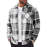 COOFANDY Mens Flannel Shirts Long Sleeve Lightweight Plaid Shirt Casual Button Down Shirts Jacket