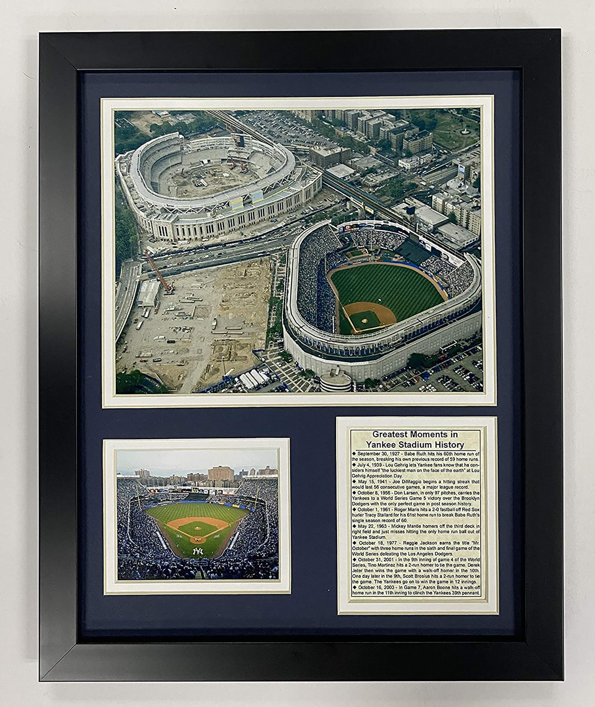 Legends Never Die Yankee Stadium Old and New Construction Framed Photo Collage, 11x14-Inch