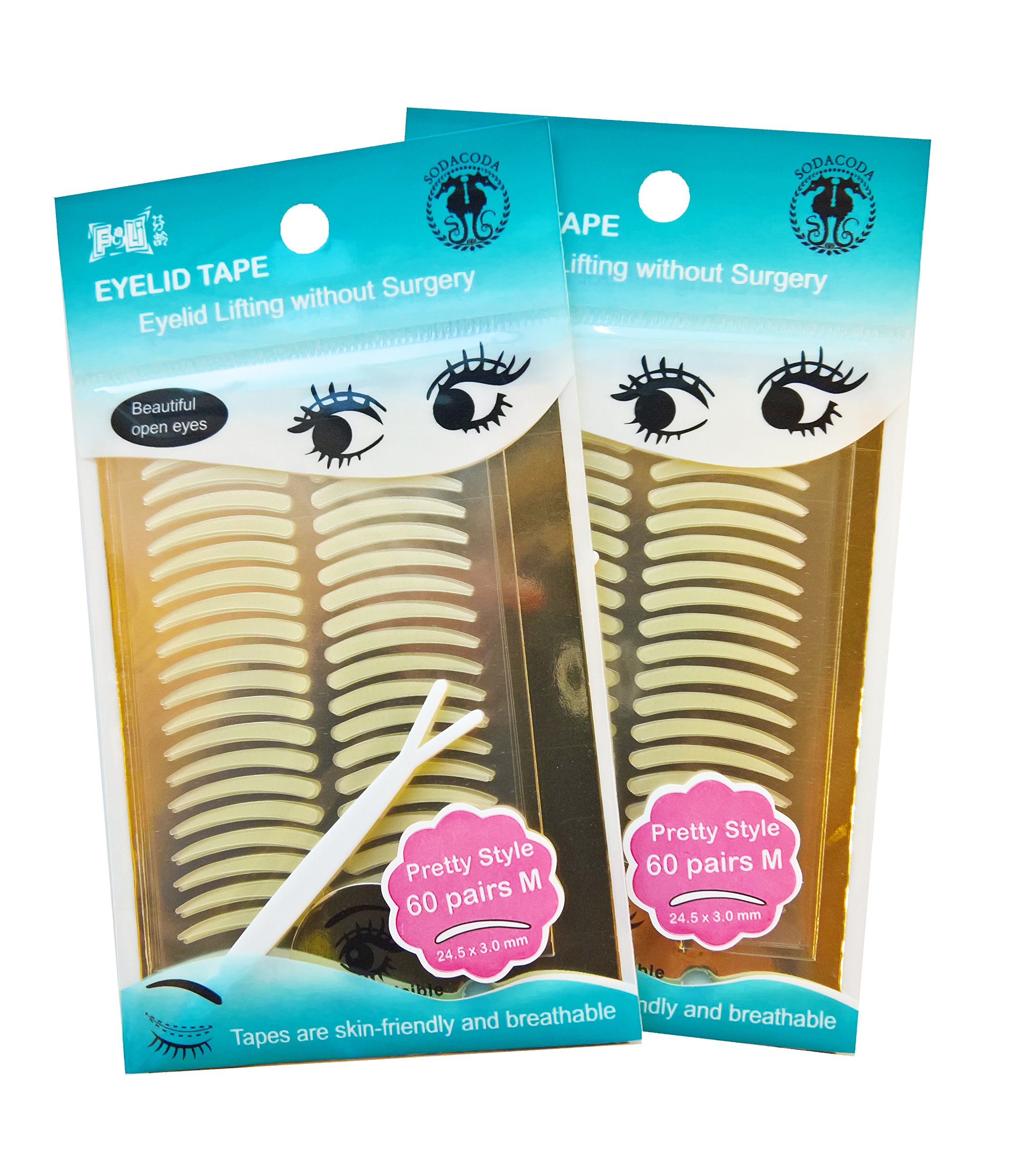 Foli - EYELID TAPE - "Pretty Size" (M) - Eyelid Lifting without Surgery [2x60 Pairs]