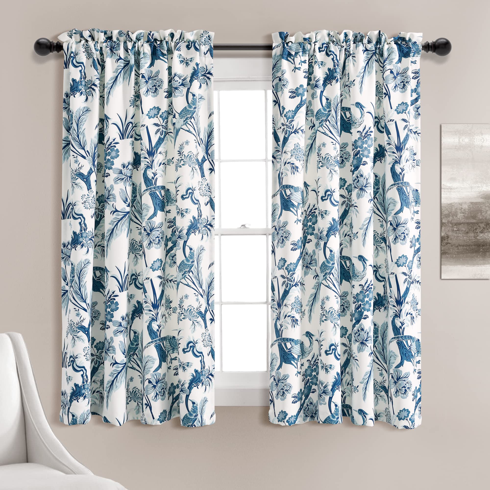Lush Decor Dolores Light Filtering Window Curtain Panel Pair, 63" L x 52" W, Blue