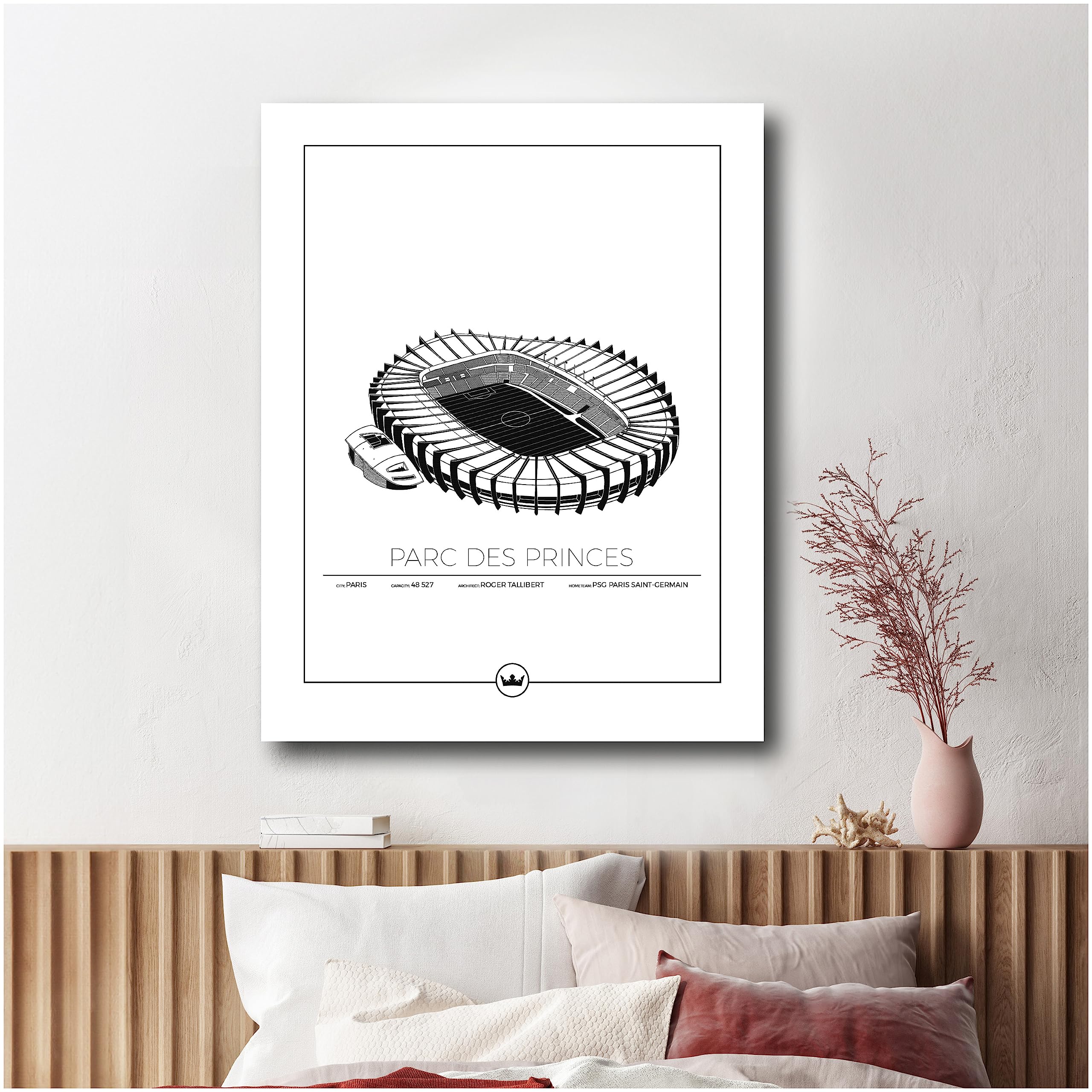 Sverigemotiv Wall Art Print of Parc de Princes Paris Football Stadium— Artwork Football Gifts for Boys Girls Men Fans — Home of Les Parisiens — Unframed Poster 50x70 cm