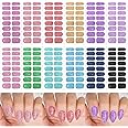 12 Sheets Glitter Nail Wraps, Nail Polish Strips Stickers, Shine Full Wrap Nail Polish Decals, Self-Adhesive Nail Art Decals Strips Manicure Kits Nail Art Designs for Women Girls