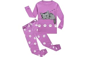 KikizYe Girls Pajamas Set Kids Long Sleeve PJs Cotton Jammies