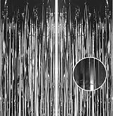 YAAVAAW Glitter Black Tinsel Curtain 2x 8.3ft Door Backdrop 3.2x8.3ft