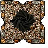 Mealah Women Cashew Flower Square Scarf - Lightweight Silk Scarves Fashion Bandanas for Gift 35''*35''