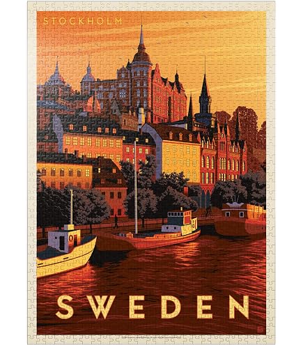 Puzzle Dänemark: Kopenhagen – 1000 Teile, Vintage-Poster-Design, Für Erwachsene