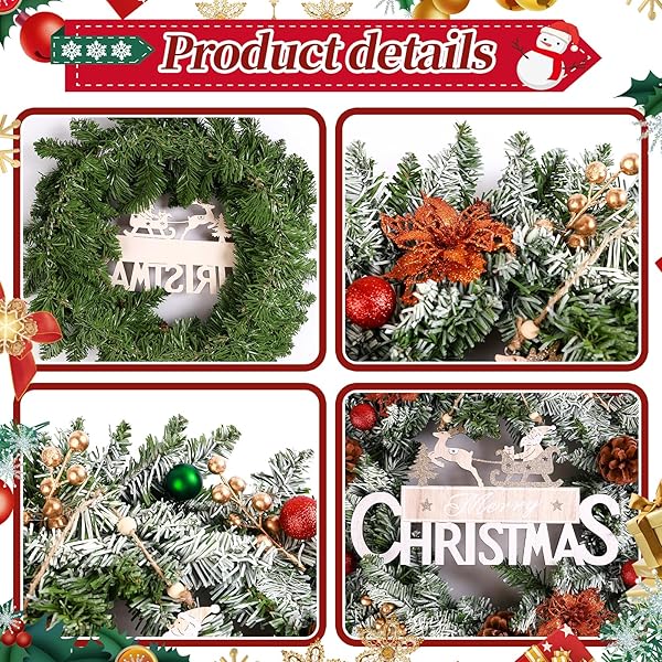 20 INCH CHRISTMAS WREATH FOR FRONT DOOR, CHRISTMAS DECORATION WITH FROSTED BRANCHES PINE CONES FLOWERS BALL ORNAMENTS FOR WALL,INDOOR,OUTDOOR,FARMHOUSE FESTIVAL HOME DECOR