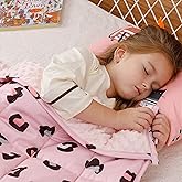 Uttermara Weighted Blanket 3 lbs, Ultra Cozy Minky Fleece and Cotton Sided with Cartoon Patterns, Reversible Heavy Blanket Great for Sleeping, 36x48 inches, Pink Leopard