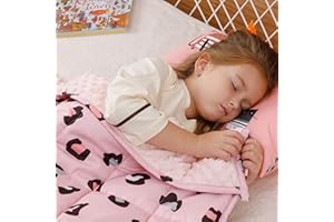 Uttermara Weighted Blanket 3 lbs, Ultra Cozy Minky Fleece and Cotton Sided with Cartoon Patterns, Reversible Heavy Blanket Great for Sleeping, 36x48 inches, Pink Leopard