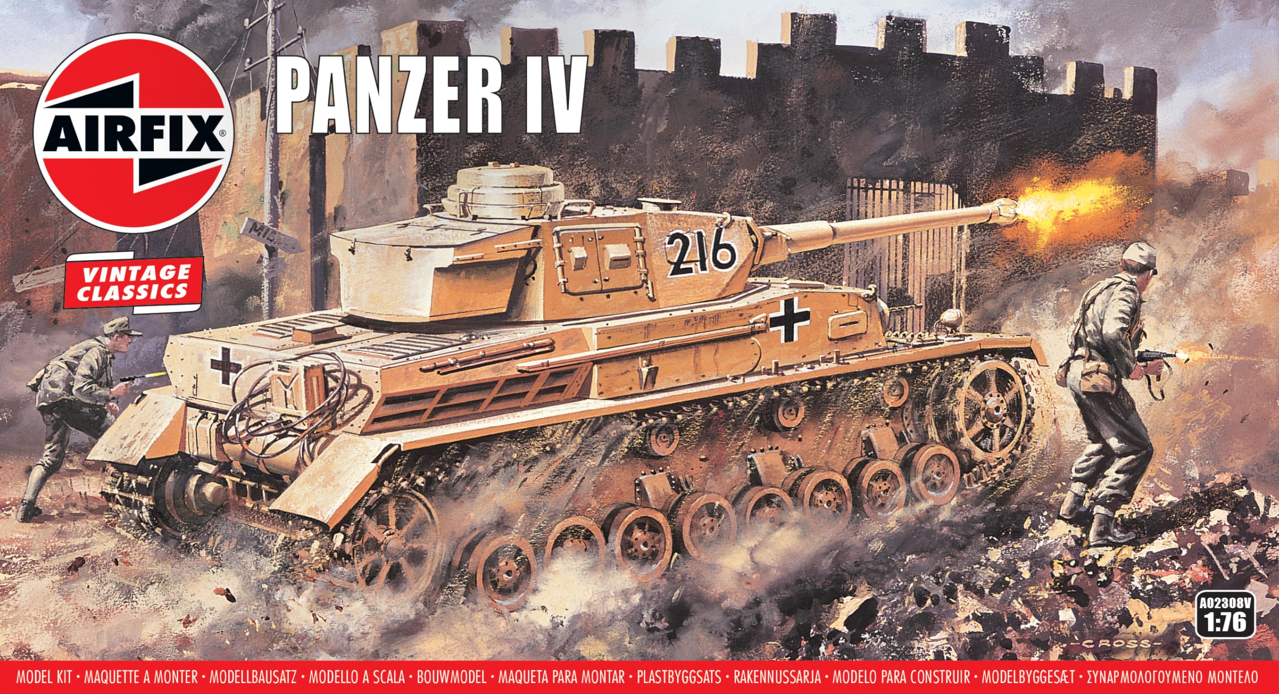 Airfix Vintage Classics Set - A02308V Panzer IV - Plastic Model Tank Kits for Adults & Children 8+, Set Includes 101 Pieces - 1:76 Scale Model Tank Set