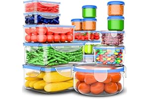 RockBerry 32 Pcs Large Plastic Food storage containers-85 oz to Sauces Box Stackable Kitchen storage bowls sets-BPA Free Leak