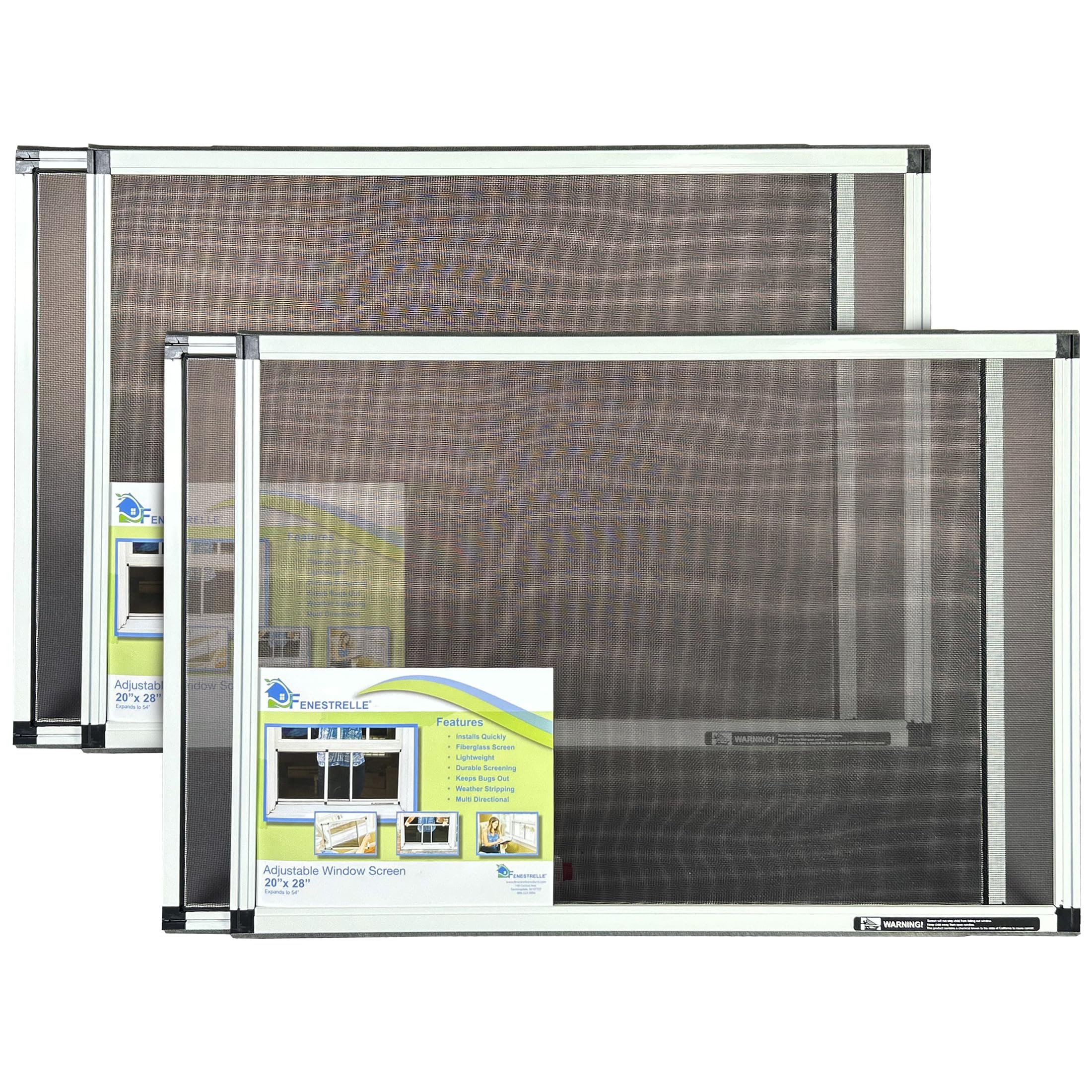 Fenestrelle Expandable Window Screen - Horizontal (50cm H x 71cm-137cm W), Pack of 2 Large Screens. Keeps Out Bugs. Perfect Replacement Screen for Windows. Insect, Mosquito, Fly Screens for Windows