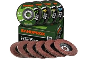 SANDPROX Flap Discs 10 PCS 4.5 x 7/8 Inch Flap Wheel 40/60/80/120 Grit Angle Grinder Sanding Disc Type 27 Angle Grinder Wheels for Stainless Steel