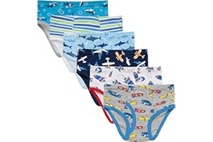 Slenily Little Boys Sharks Briefs Toddler Kids Truck Cars Underwear Soft Cotton Airplane Undies (Pack of 6)