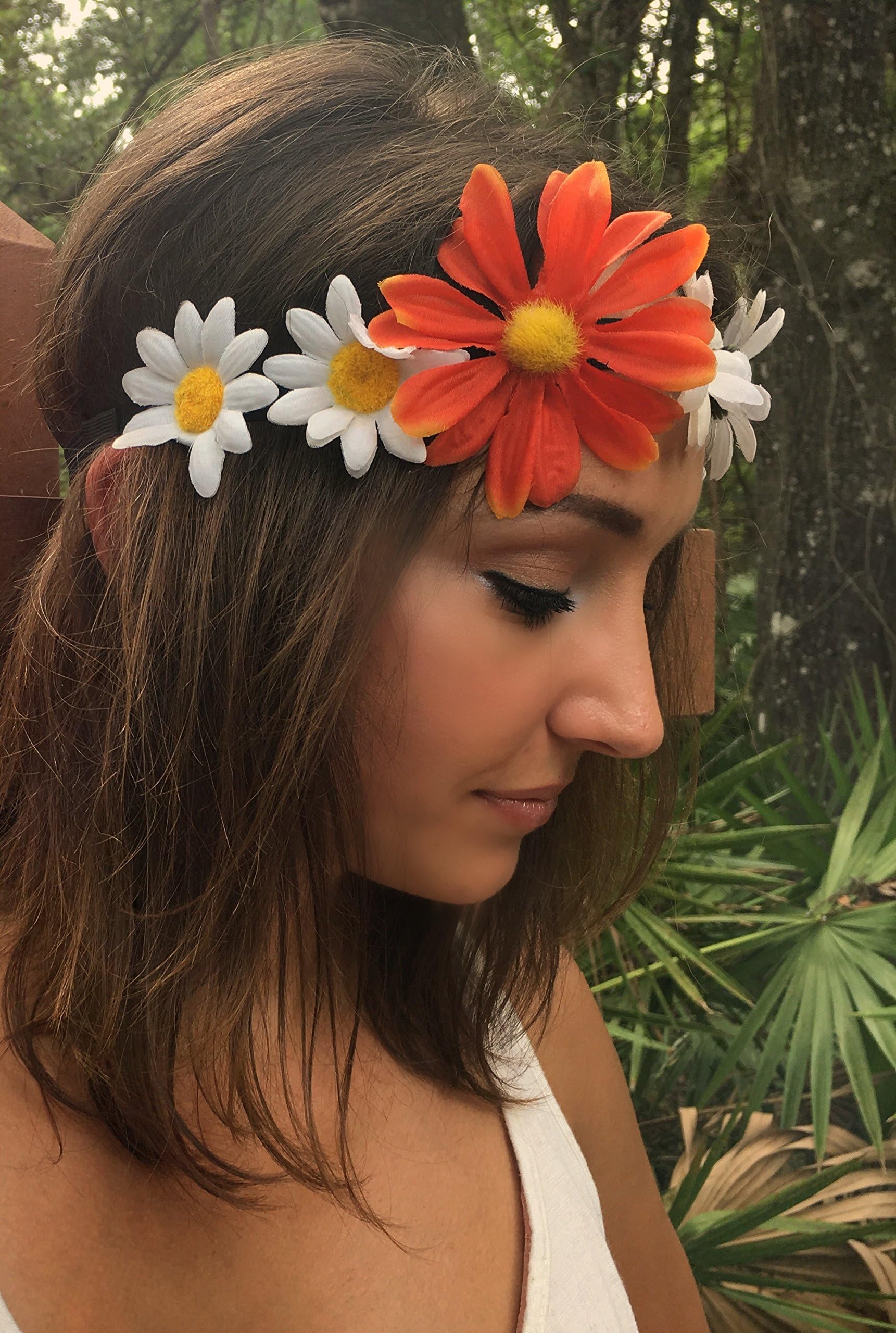 Daisy Summer Music Festival Headband, Boho headband, Flower Crown, Hippie, Festival hair decoration, stretchy hair bands, Daisy Crown