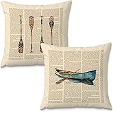Fuasei Vintage Lake House Pillow Covers 18x18, Lake House Decor for The Home Room, Boat Paddle Throw Pillow Covers Set of 2, Lake Life Decor Gifts, Lake House Gifts for New Home