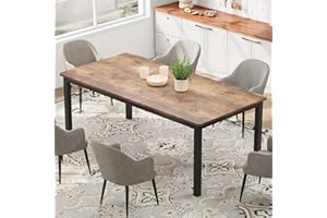 dainslef 79 Inch Industrial Dining Table, Large Rectangle Kitchen Table with Metal Legs, Round Corners, Wooden Conference Tables Writing Desk for Dining Room, Living Room, Retro Brown