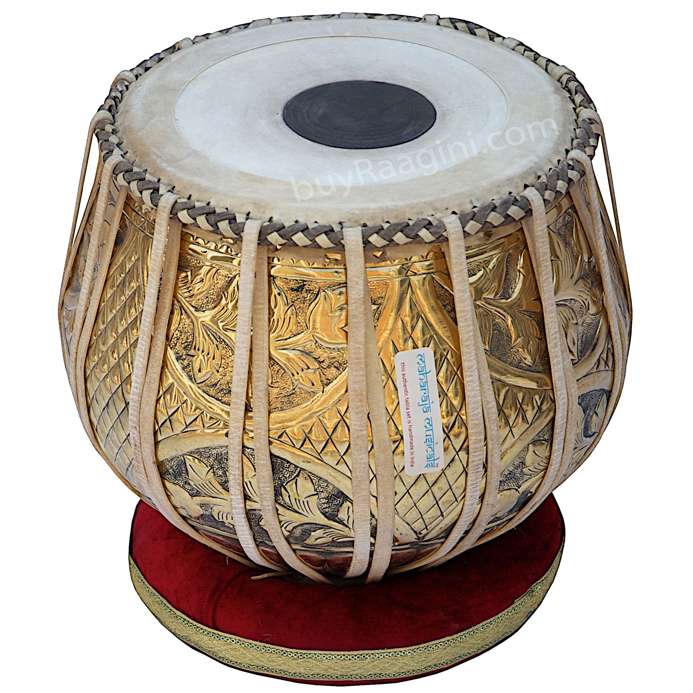 Tabla Set, Maharaja Musicals, 3.5 Kg Designer Golden Brass Bayan