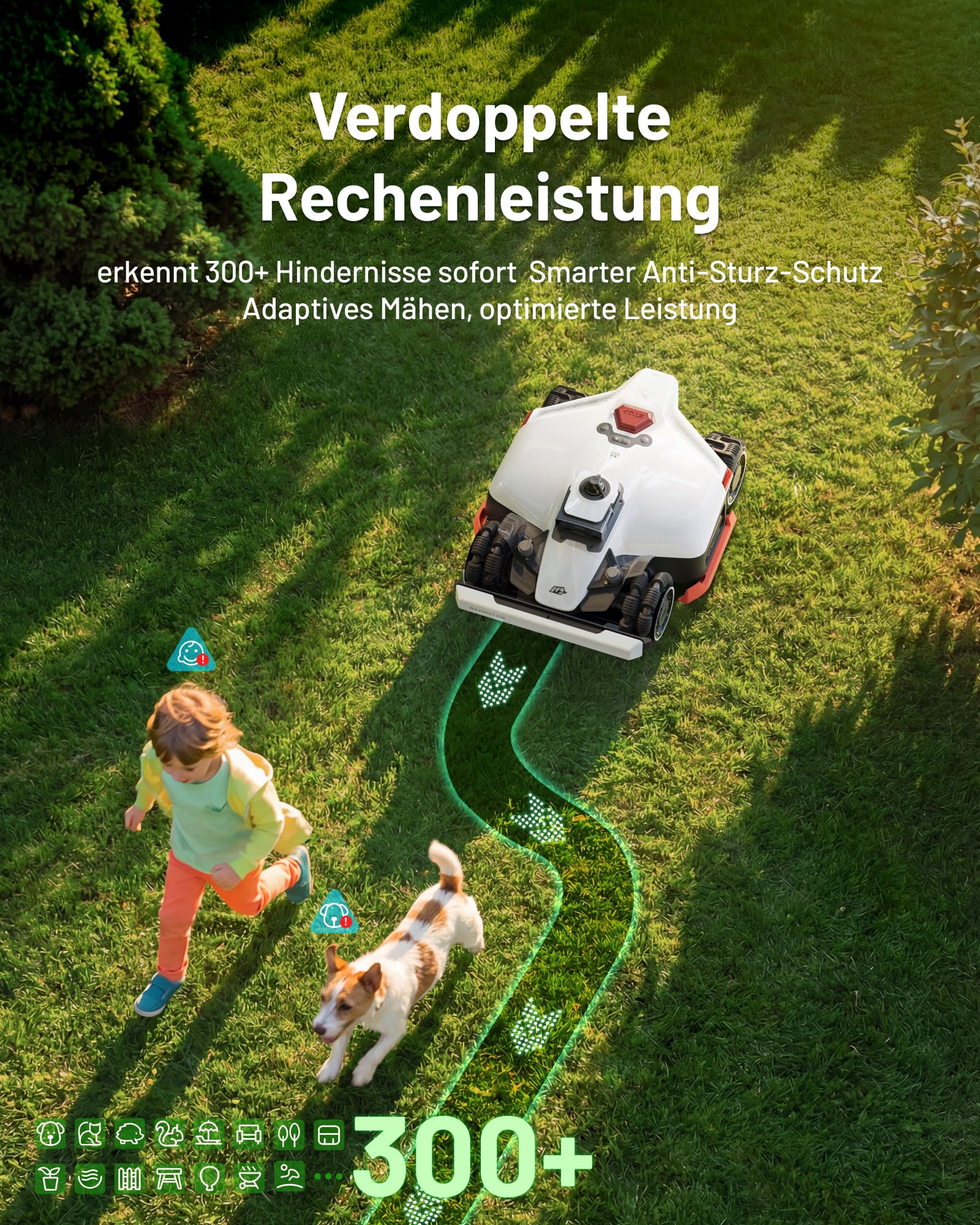 MAMMOTION LUBA 3 AWD 3000 Mähroboter ohne Begrenzungskabel für 3000㎡, 360° LiDAR+NetRTK+KI Vision Tri-Fusion-Positionierung, AWD für 80% Steigungen, Auto-Kartierung, bis zu 30 Zonen, 12Ah-AKKU 4