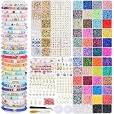 Mio Angle Friendship Bracelet Making Kit 3 Box 48 Colors Clay Beads Heishi Beads Jewelry Making Kit Letter Beads Charms Pearl Cute Chams Holiday Gifts for Girls Adults