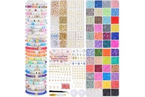 Mio Angle Clay Beads for Bracelets Making Kit 48 Colors Soft Clay Beads Pre Sorted Jewelry DIY Craft Creative Gift and Relaxation Friendship Bracelet kit Ages 6 7 8 9 10 11 12
