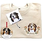 DILYPOD Embroidered Dog Mom Sweatshirt, Personalized Pet Lover Gift, Custom Shirt for Mothers Day Christmas Birthday Memorial