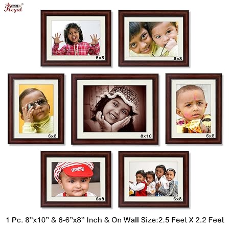 Ajanta Royal Classic Set of 7 Individual Photo Frames (6-6x8 & 1-8x10 Inch)(Brown) : A-32B