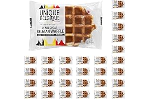 UNIQUE BELGIQUE Authentic Imported Pearl Sugar Belgian Waffles (Traditional, [30x] 100g Waffles)