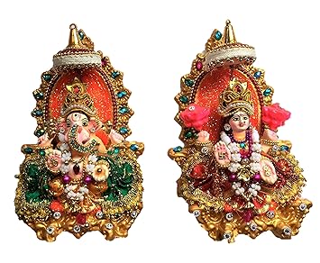 Buy Ada Handicraft Terracotta Handpainted Lord Laxmi Ganesha Idols