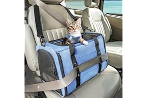 PETSFIT Soft-Sided Cat Carriers & Car Seats with Patent Safe Buckles, Clip-On Harness，18"x11"x11" Airline Approved Pet Carrie