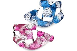 SLOOSH Inflatable Pool Floats Adult,2 Packs Floating Lounge Chairs,Blow up Pool Noodles for Adult Heavy Duty,Floating Chair for Party Summer Water Beach Lake Fun,Tropical Leaves-Pink,Blue