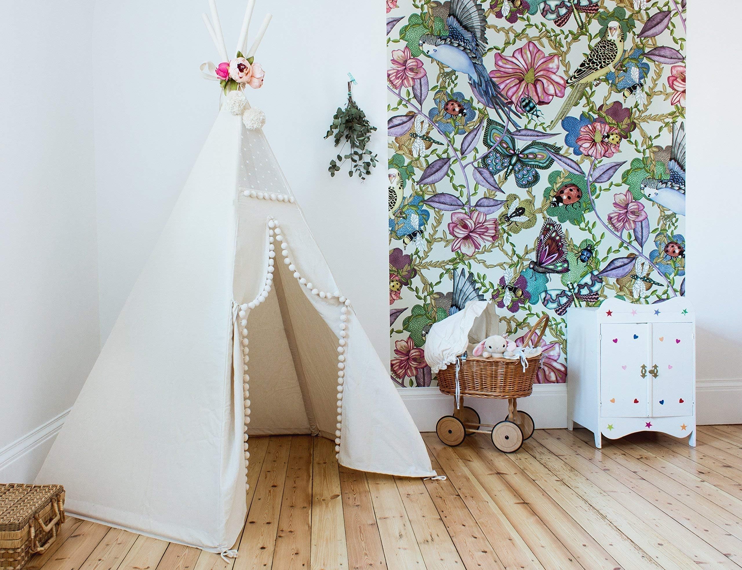 Children teepee with poles teepee tent for kids tent play tent teepee for kids childrens teepee off-white color playhouse!