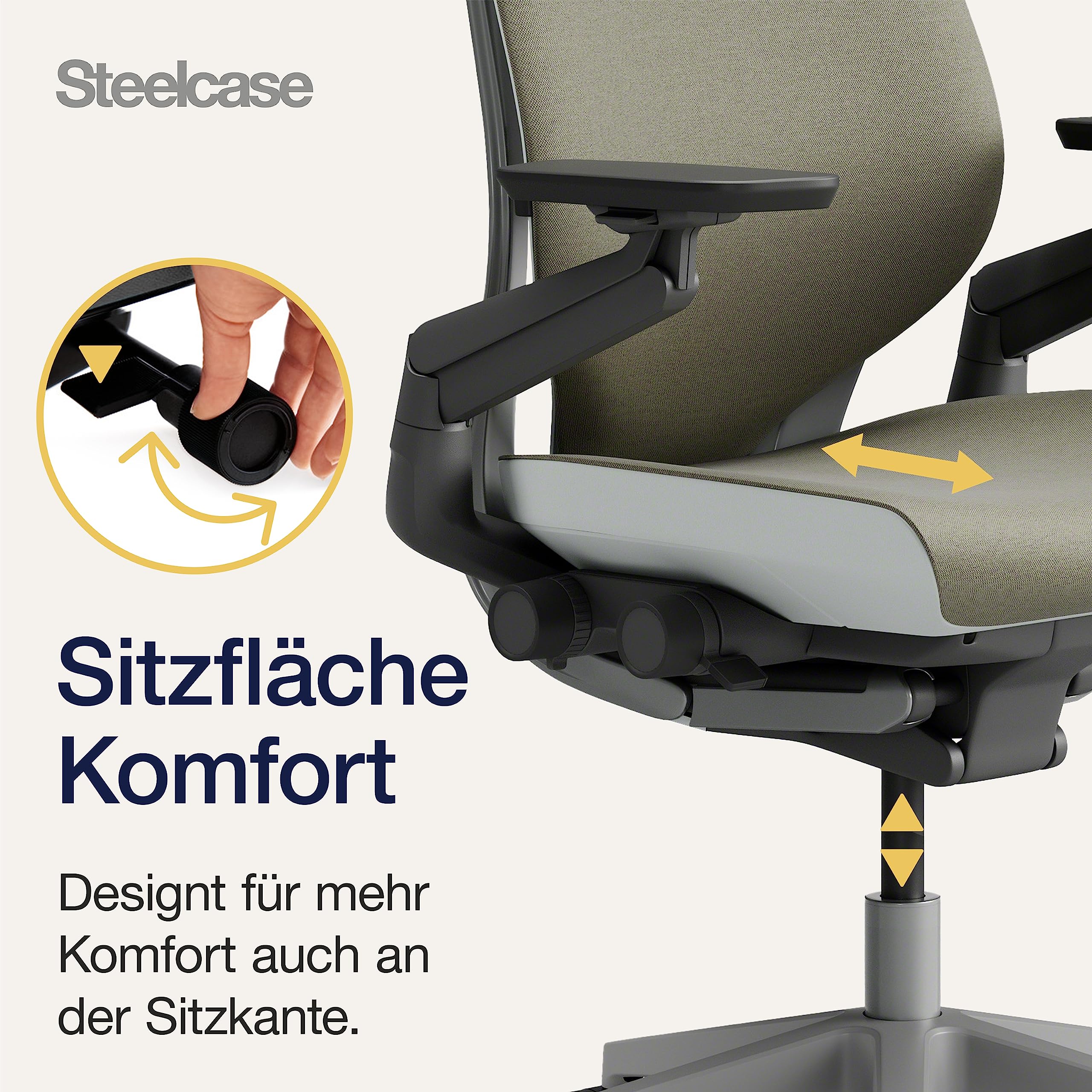 Steelcase Gesture Ergonomischer Bürostuhl mit 360° Armlehnen, 3D-Live Back Lumbalstütze, anpassbarer Kopfstütze Trüffel, 66 x 62.5 x 107 7