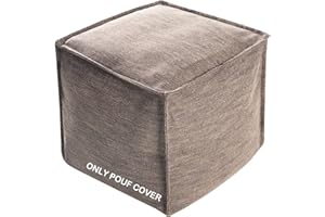 idee-home Unstuffed Pouf Cover, Storage Bean Bag Cubes, Ottoman Pouf Foot Rest Footstool, Solid Square Pouf, 17.7"x17.7"x15.7", ONLY COVER